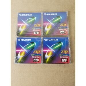 Fujifilm 100mb Disk BM Formatted Zip Disk New Sealed 4 pcs Vintage